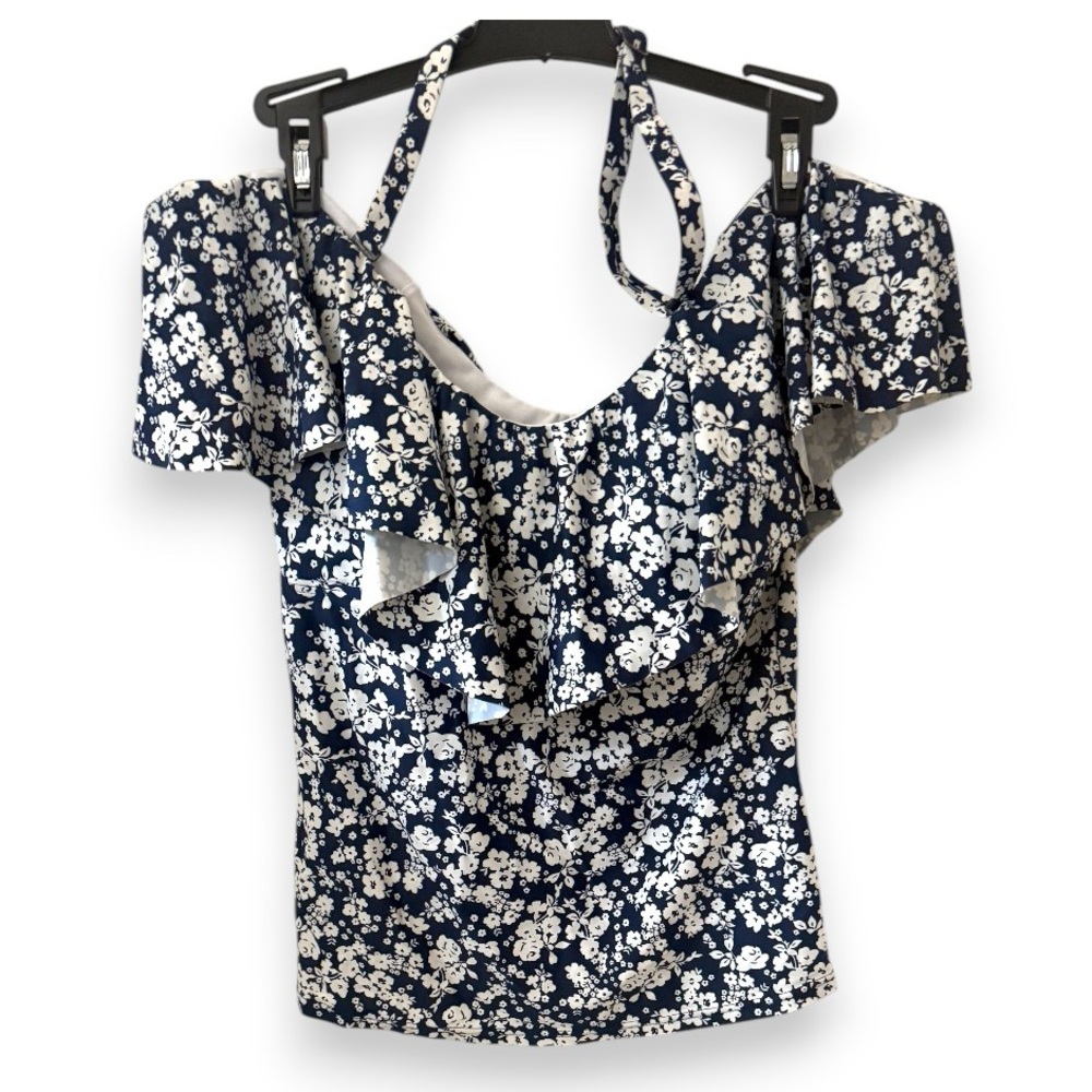 Island Escape Navy Floral Swim Tankini Top‎